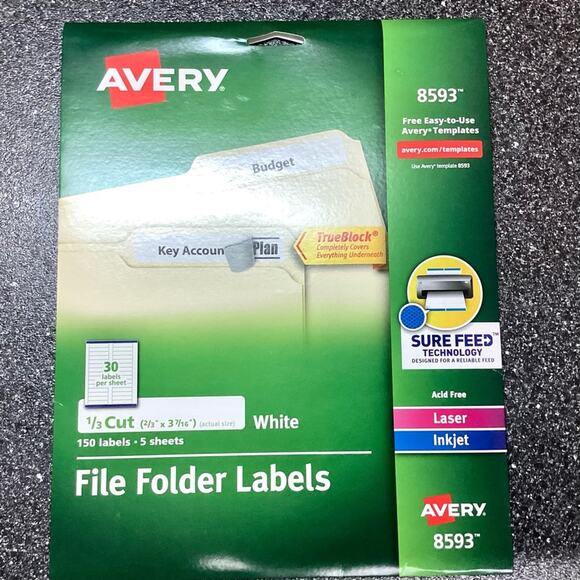 Avery file folder labels, white, pack of 150 - Picture 1 of 9